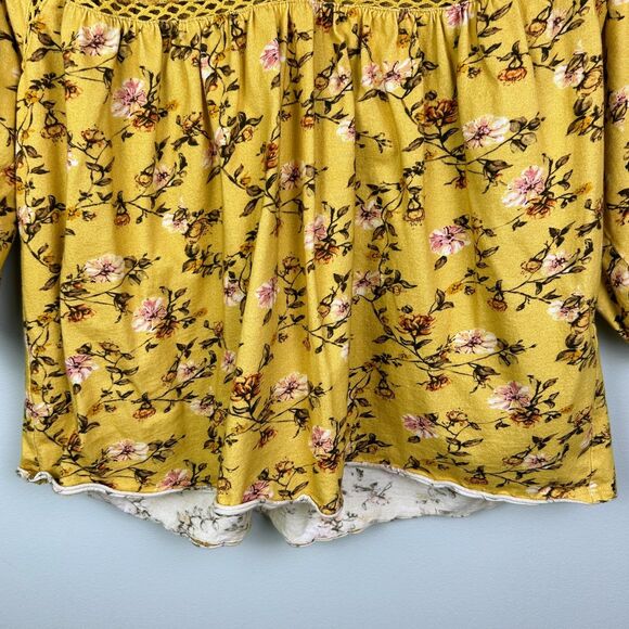 Sundance Florence Bloom Yellow Floral Blouse Cotton Top Balloon Sleeves Lace S - Picture 4 of 11